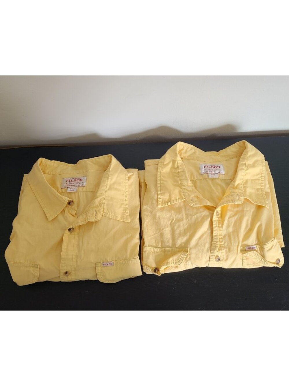 Set of 2 Filson Washed Short Sleeve Feather Cloth Shirt Men's XXXL Yellow